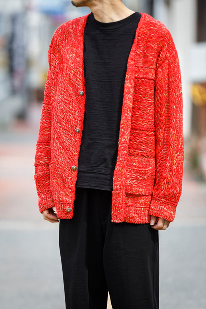 SARTO / 261-22003 MACHINE × HAND KNIT CARDIGAN - V.Red