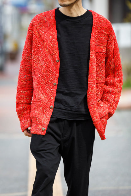 SARTO / 261-22003 MACHINE × HAND KNIT CARDIGAN - V.Red