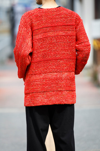 SARTO / 261-22003 MACHINE × HAND KNIT CARDIGAN - V.Red