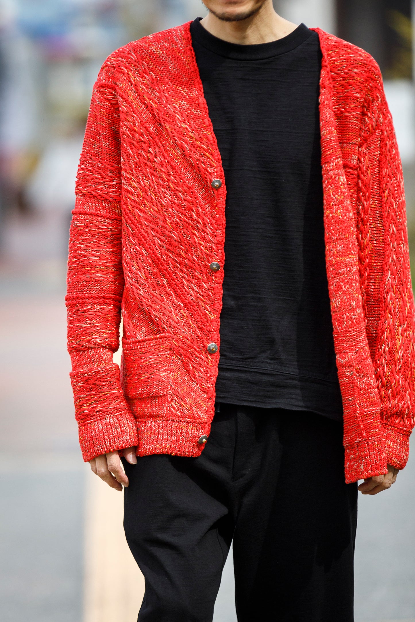 SARTO / 261-22003 MACHINE × HAND KNIT CARDIGAN - V.Red