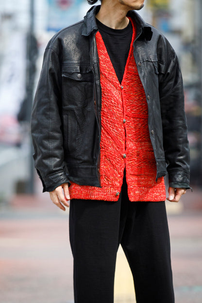 SARTO / 261-22003 MACHINE × HAND KNIT CARDIGAN - V.Red