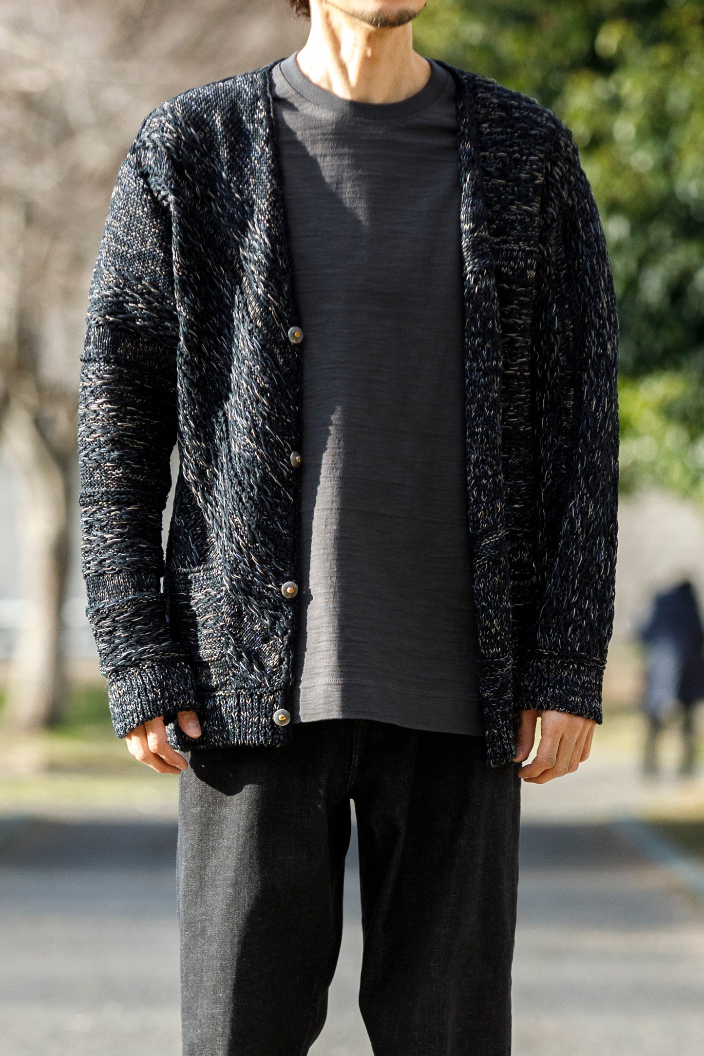 SARTO / 261-22003 MACHINE × HAND KNIT CARDIGAN - Black