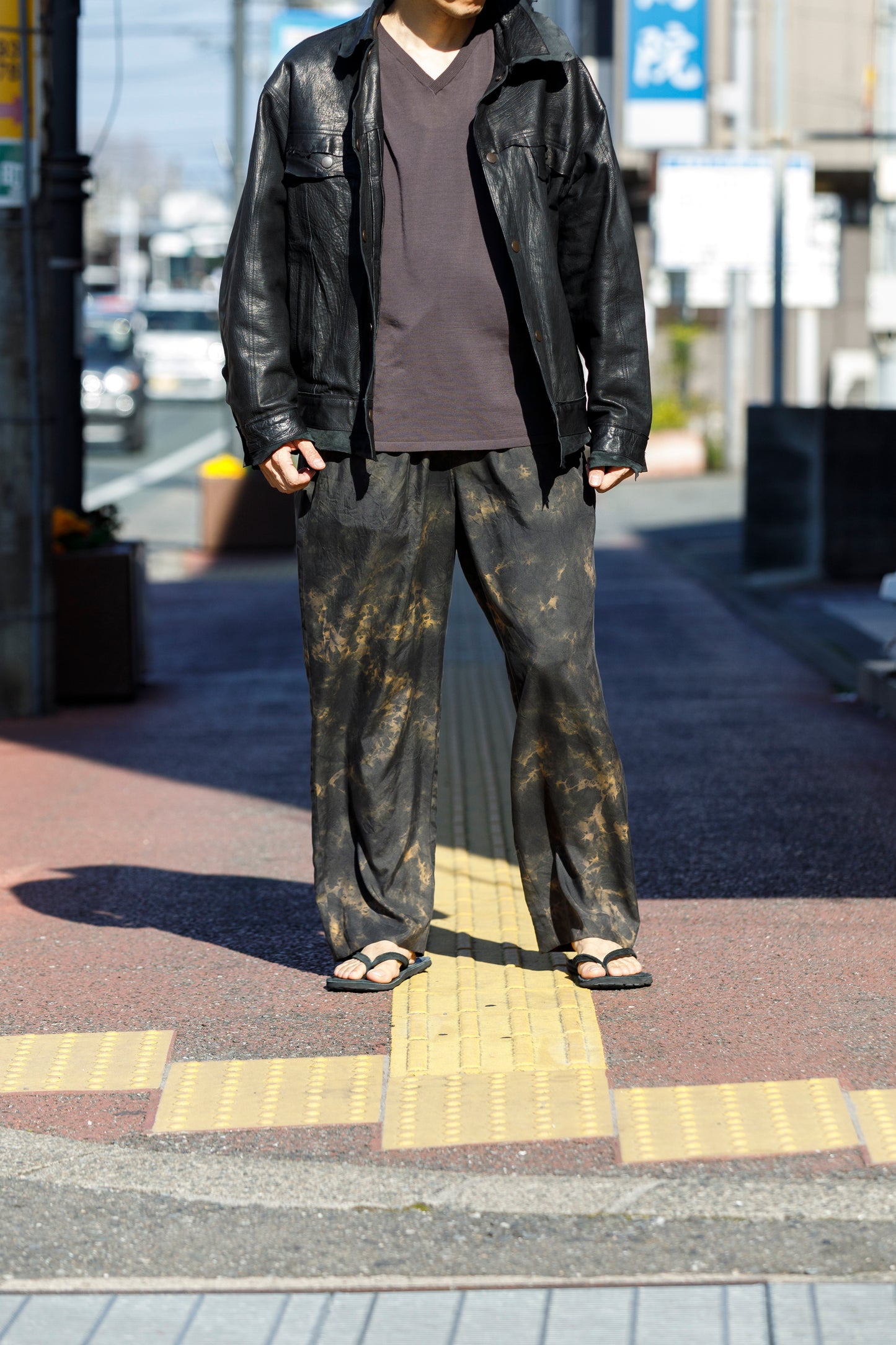 山内 / 26168-si/ari/有松絞り・ビンテージシルクギャバ・パジャマパンツ - arimats