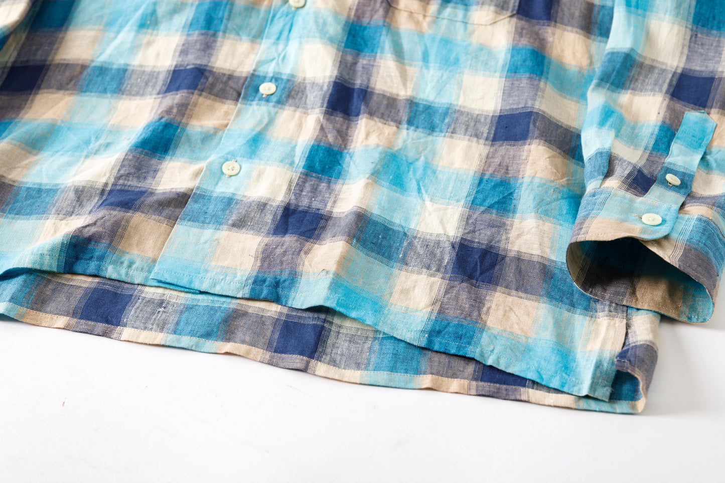 MOJITO / ABSHINTH SHIRT_linen plaid - Blue