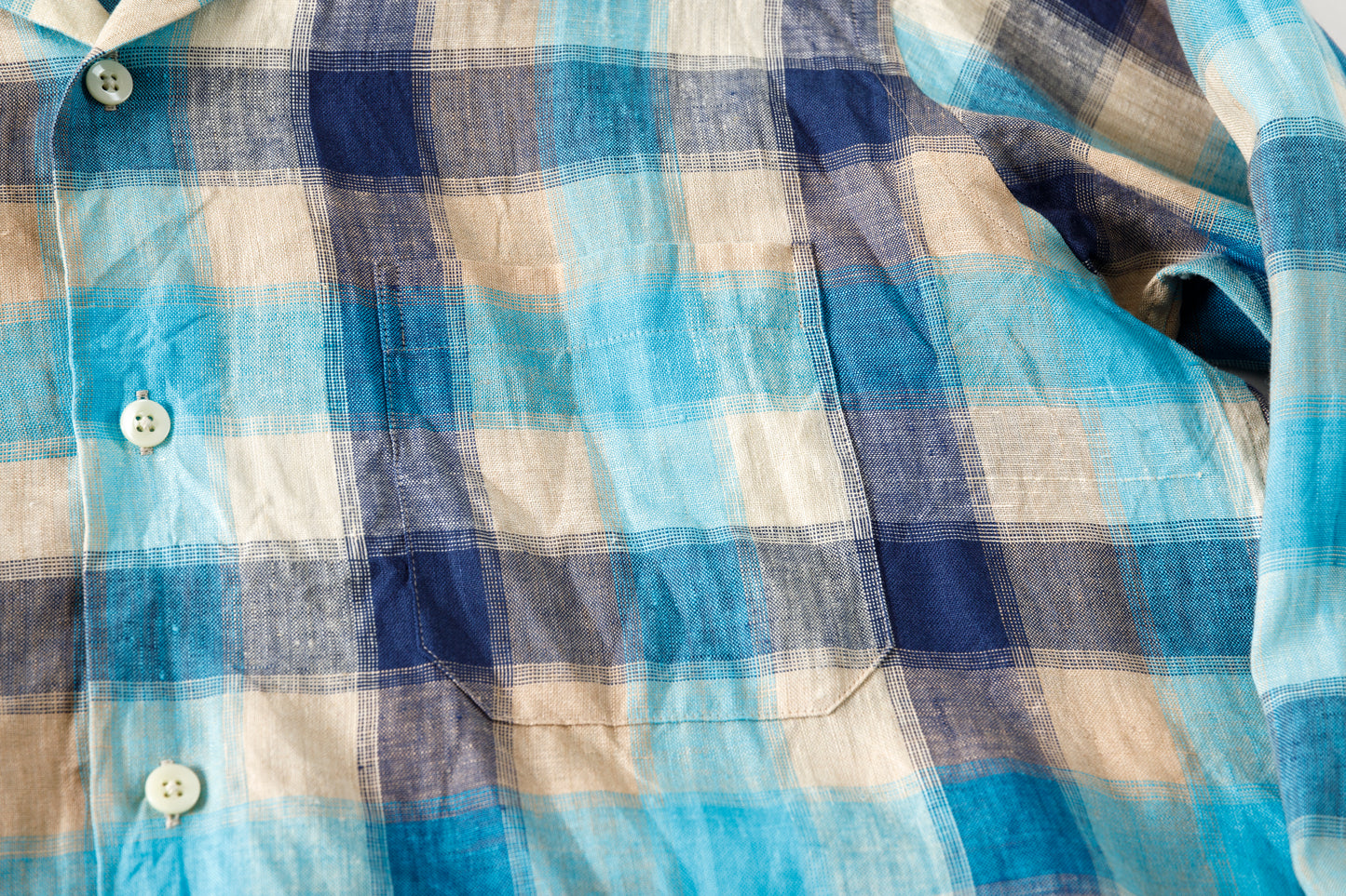 MOJITO / ABSHINTH SHIRT_linen plaid - Blue