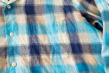 MOJITO / ABSHINTH SHIRT_linen plaid - Blue