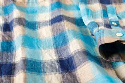 MOJITO / ABSHINTH SHIRT_linen plaid - Blue
