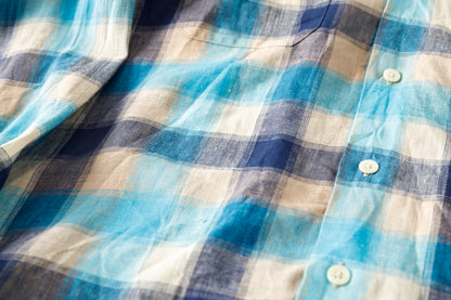 MOJITO / ABSHINTH SHIRT_linen plaid - Blue