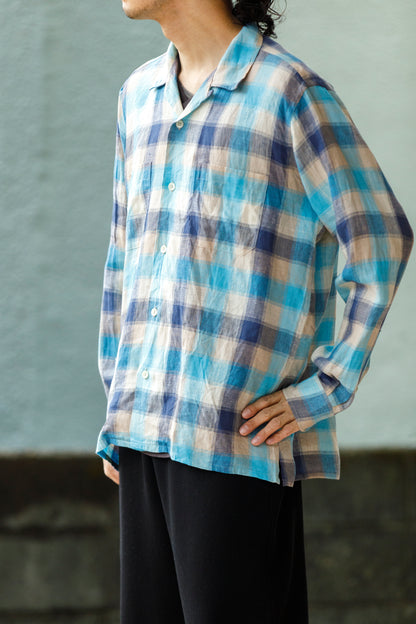 MOJITO / ABSHINTH SHIRT_linen plaid - Blue