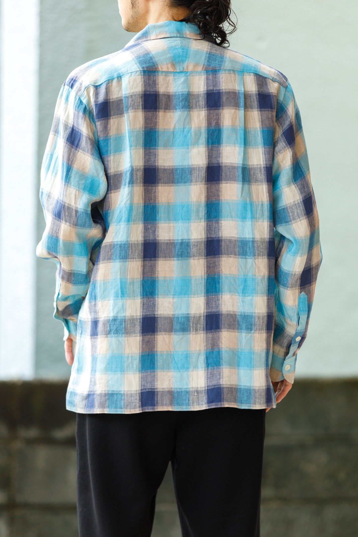 MOJITO / ABSHINTH SHIRT_linen plaid - Blue