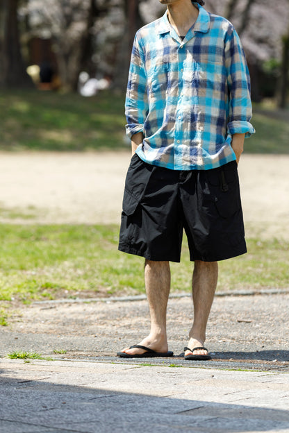 MOJITO / ABSHINTH SHIRT_linen plaid - Blue