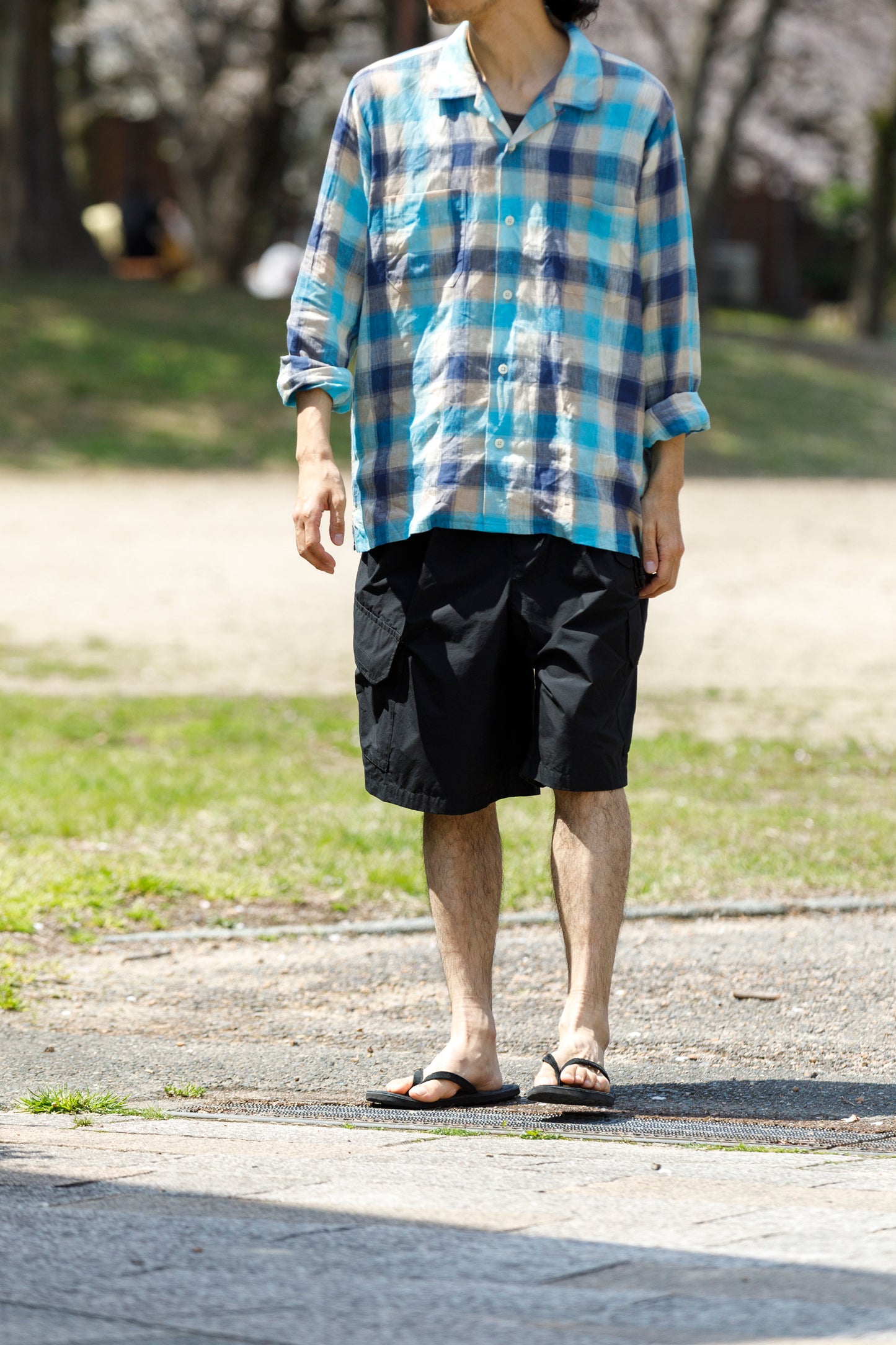 MOJITO / ABSHINTH SHIRT_linen plaid - Blue