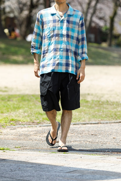 MOJITO / ABSHINTH SHIRT_linen plaid - Blue