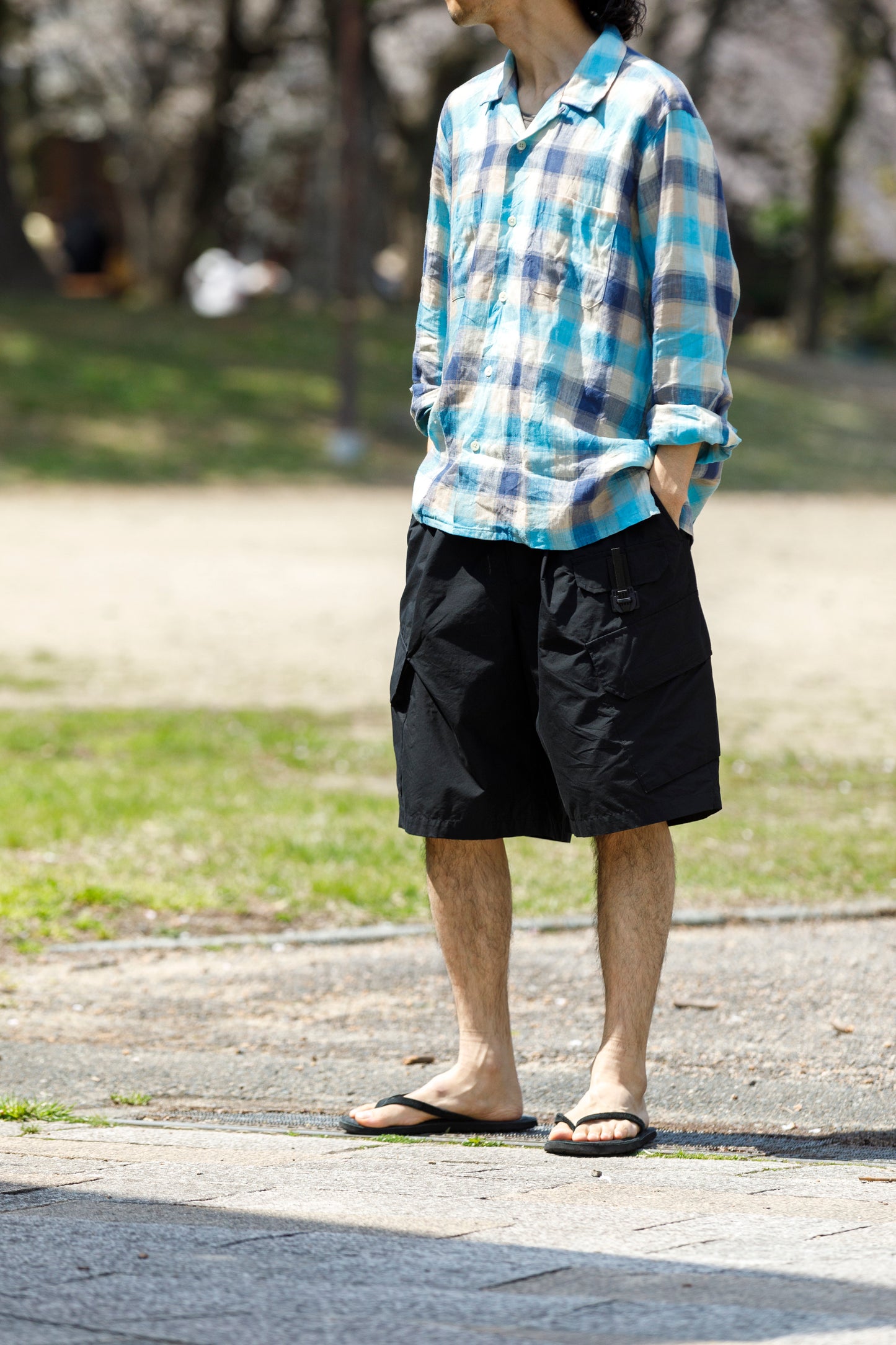 MOJITO / ABSHINTH SHIRT_linen plaid - Blue