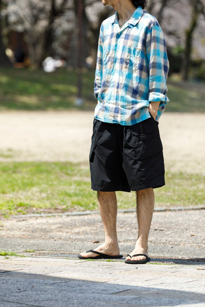 MOJITO / ABSHINTH SHIRT_linen plaid - Blue