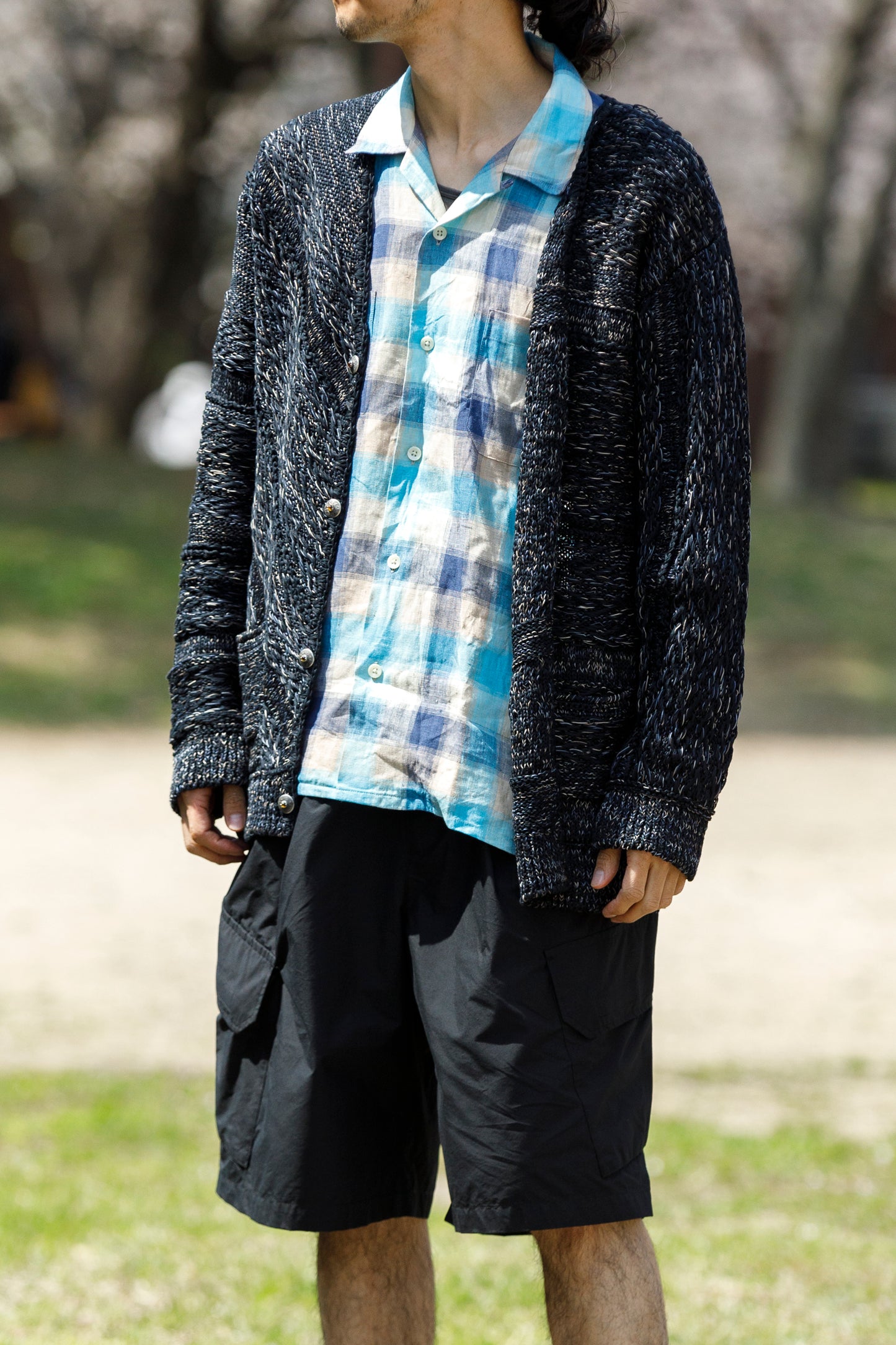 MOJITO / ABSHINTH SHIRT_linen plaid - Blue