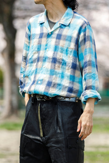 MOJITO / ABSHINTH SHIRT_linen plaid - Blue