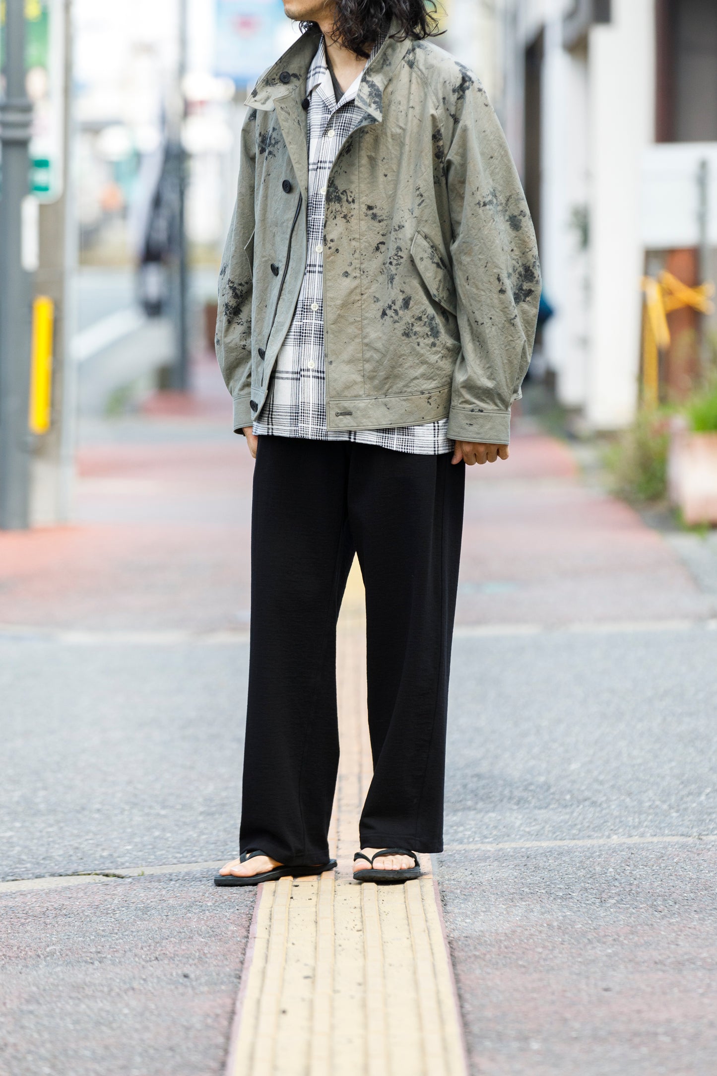 山内 25221 / 3wayシールドコットン・ジップジャケット - khaki × arimatsu black