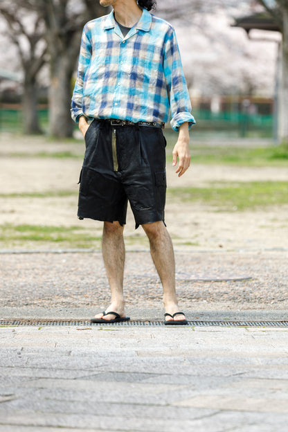 MOJITO / ABSHINTH SHIRT_linen plaid - Blue