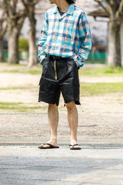 MOJITO / ABSHINTH SHIRT_linen plaid - Blue