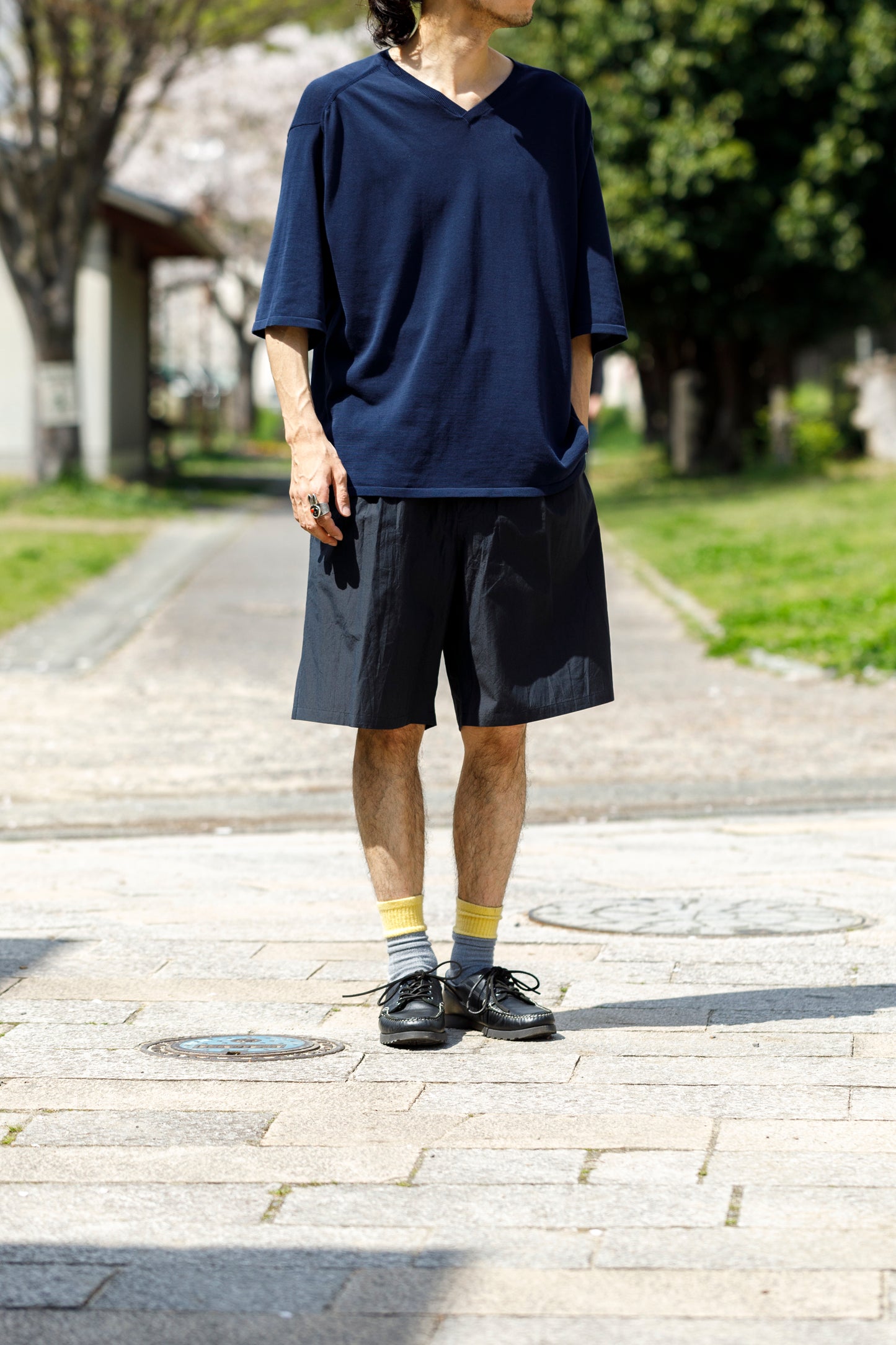 Nikki ESSENTIAL PIECES / Cotton Silk Faille Easy Shorts  - Black