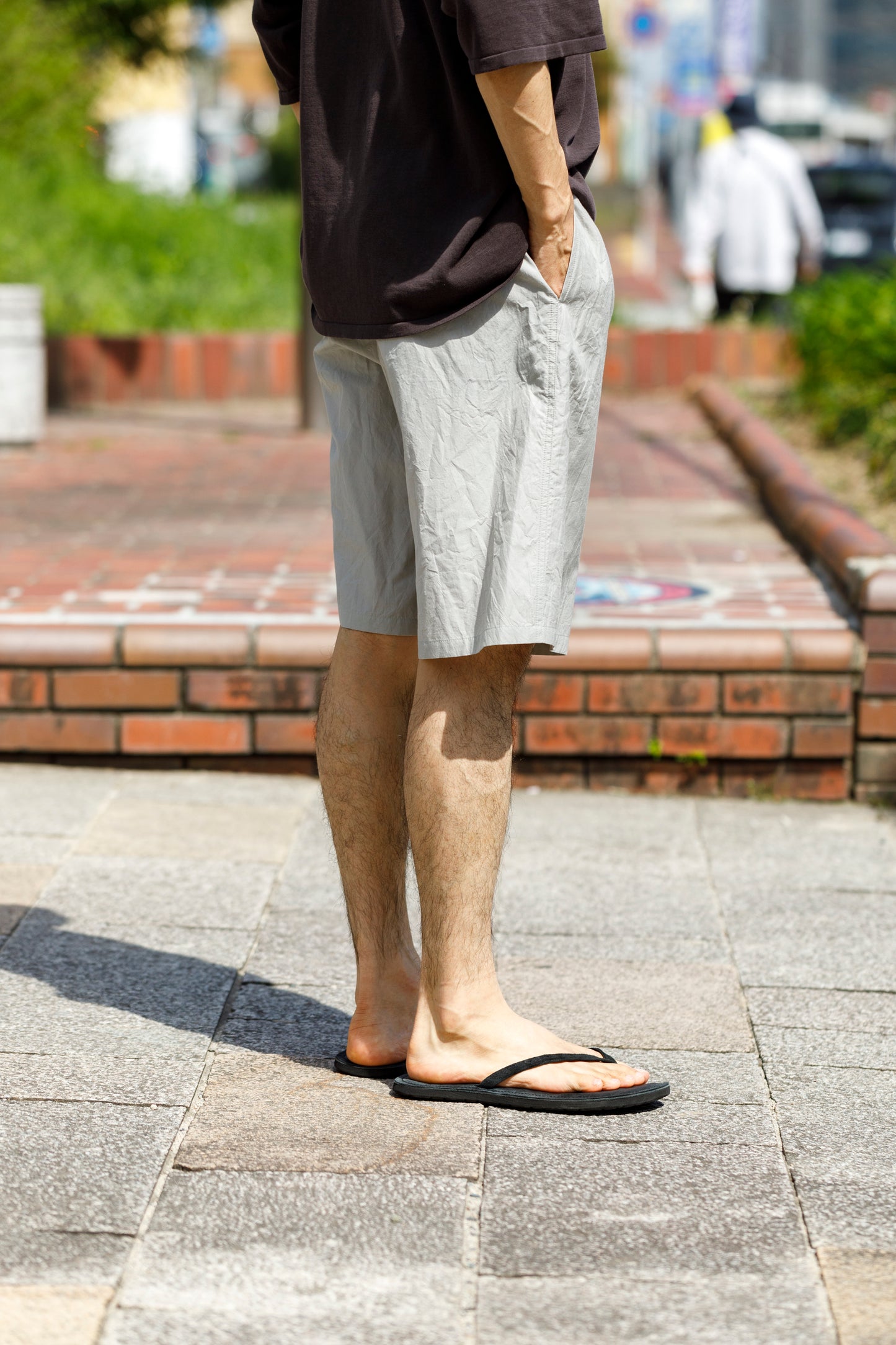 Nikki ESSENTIAL PIECE / Cotton Silk Faille Easy Shorts  - Light Grey