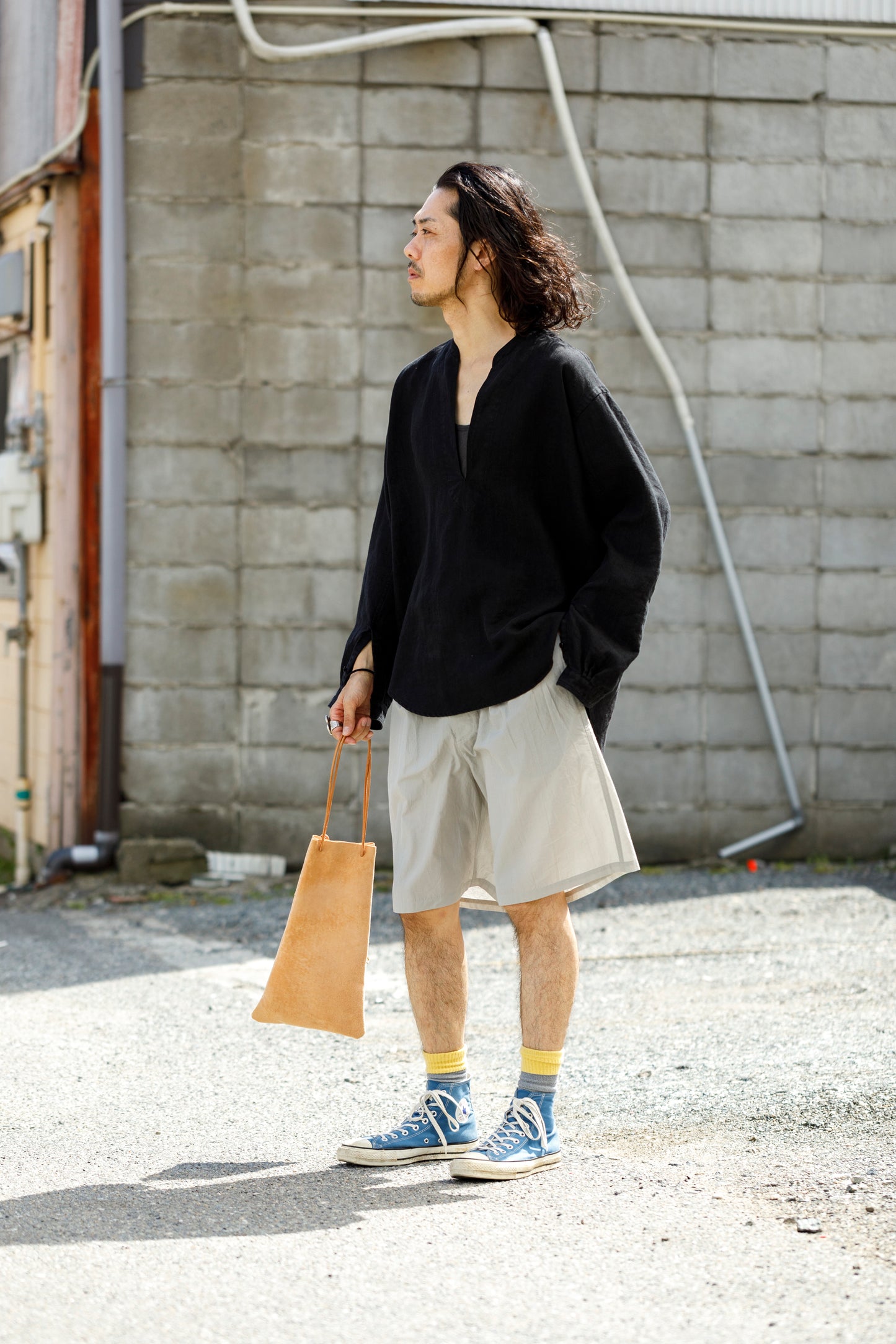 Nikki ESSENTIAL PIECE / Cotton Silk Faille Easy Shorts  - Light Grey