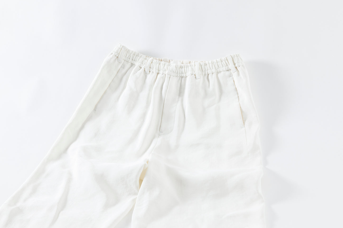 山内 / yc70-261-sili ビンテージシルクリネン・ワンカットイージーパンツ - off white