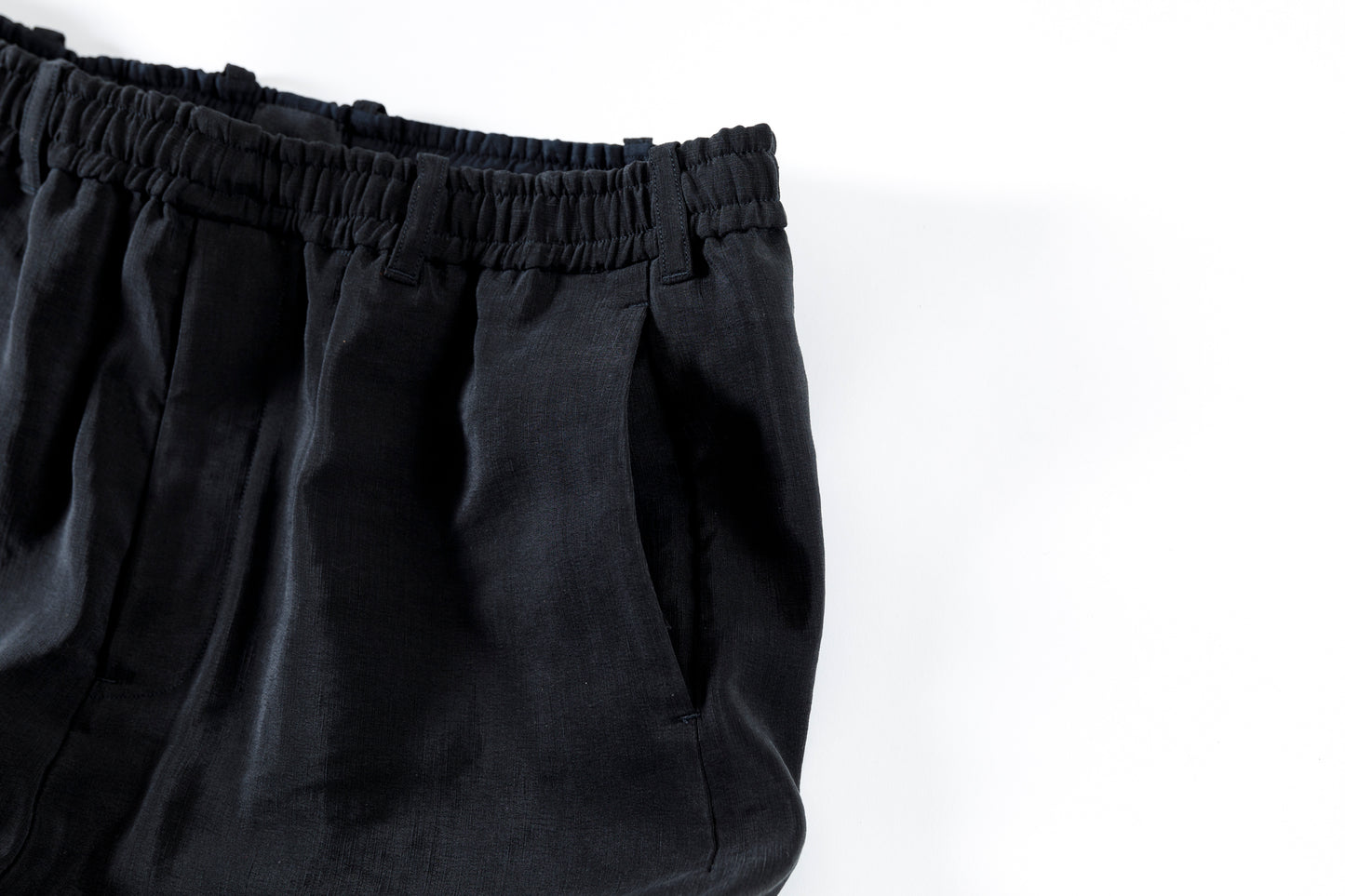 山内 / yc70-261-sili ビンテージシルクリネン・ワンカットイージーパンツ - sumi kuro