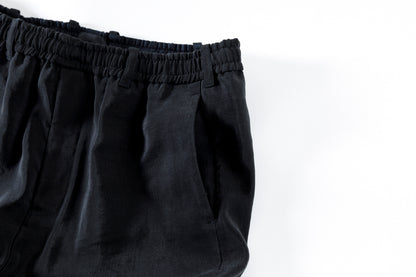山内 / yc70-261-sili ビンテージシルクリネン・ワンカットイージーパンツ - sumi kuro