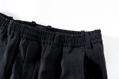 山内 / yc70-261-sili ビンテージシルクリネン・ワンカットイージーパンツ - sumi kuro