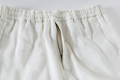 山内 / yc70-261-sili ビンテージシルクリネン・ワンカットイージーパンツ - off white