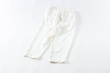 山内 / yc70-261-sili ビンテージシルクリネン・ワンカットイージーパンツ - off white