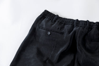 山内 / yc70-261-sili ビンテージシルクリネン・ワンカットイージーパンツ - sumi kuro