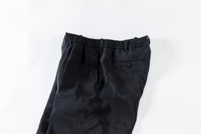 山内 / yc70-261-sili ビンテージシルクリネン・ワンカットイージーパンツ - sumi kuro