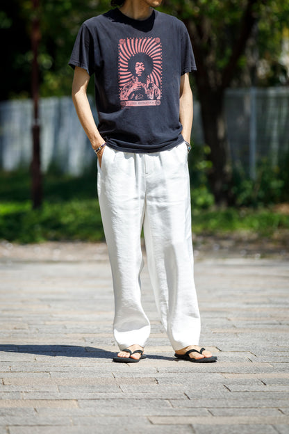 山内 / yc70-261-sili ビンテージシルクリネン・ワンカットイージーパンツ - off white