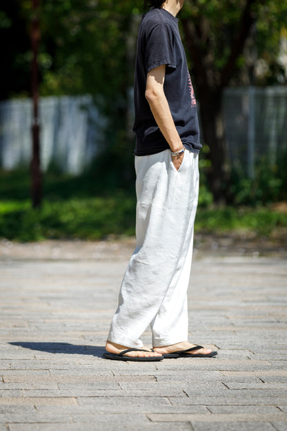 山内 / yc70-261-sili ビンテージシルクリネン・ワンカットイージーパンツ - off white