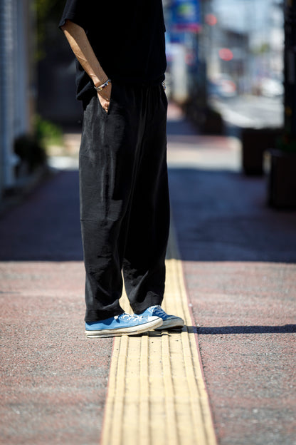山内 / yc70-261-sili ビンテージシルクリネン・ワンカットイージーパンツ - sumi kuro