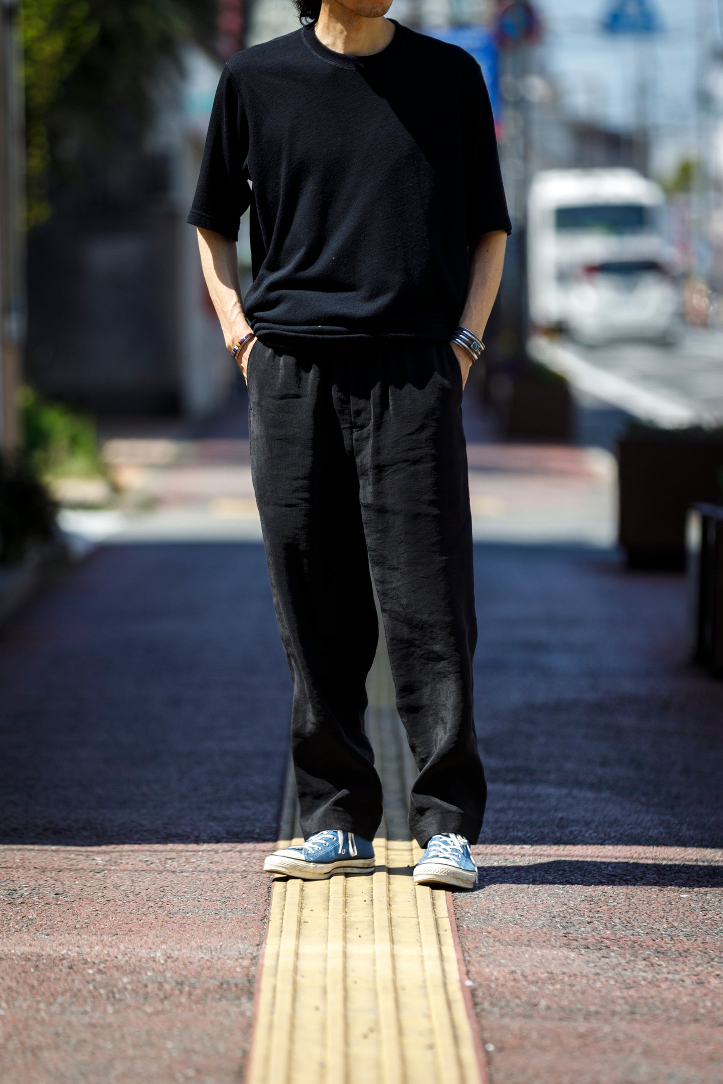山内 / 26155/1/17強撚シルクヘビー天竺・ショートスリーブTシャツ - Black