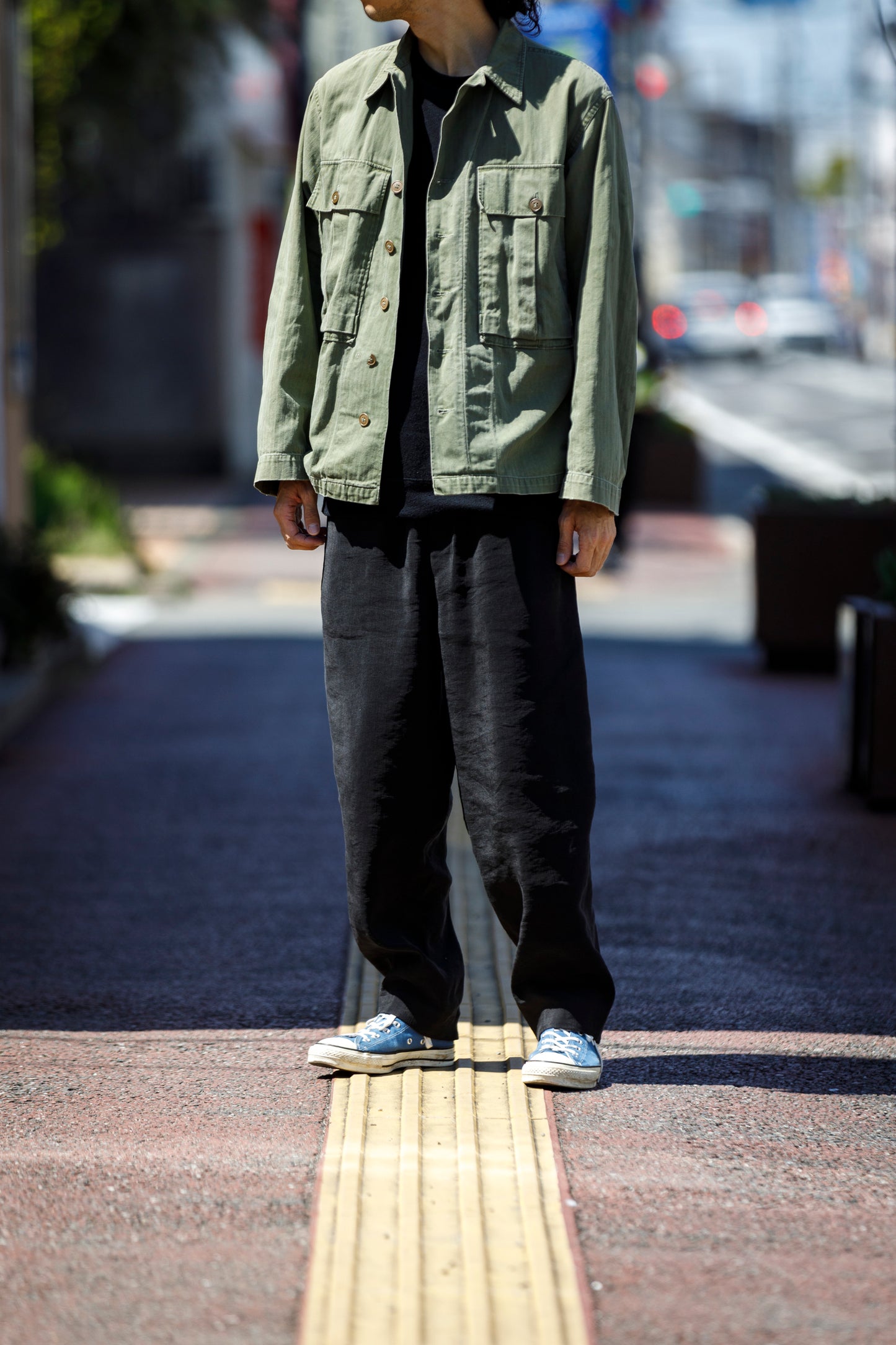 山内 / yc70-261-sili ビンテージシルクリネン・ワンカットイージーパンツ - sumi kuro