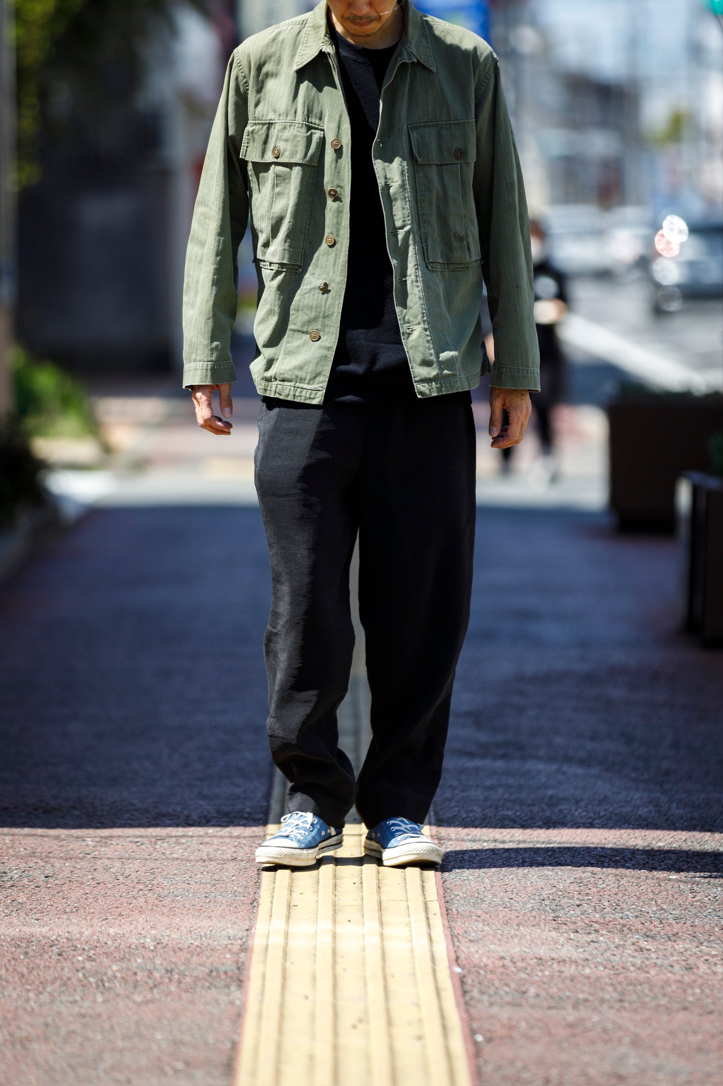 山内 / yc70-261-sili ビンテージシルクリネン・ワンカットイージーパンツ - sumi kuro