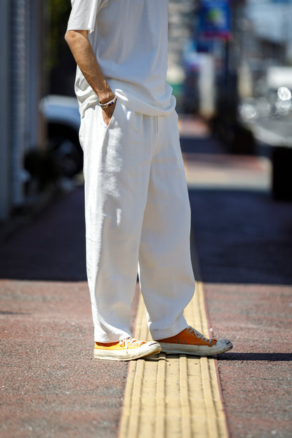 山内 / yc70-261-sili ビンテージシルクリネン・ワンカットイージーパンツ - off white