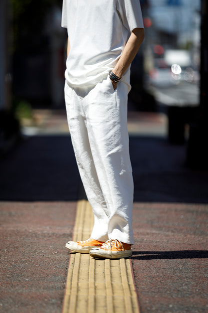 山内 / yc70-261-sili ビンテージシルクリネン・ワンカットイージーパンツ - off white