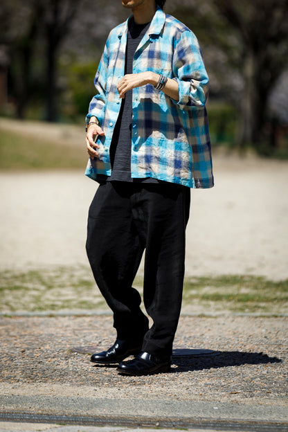 MOJITO / ABSHINTH SHIRT_linen plaid - Blue