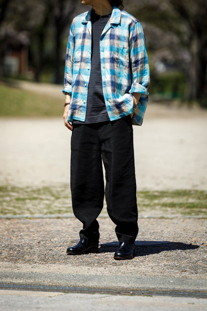 MOJITO / ABSHINTH SHIRT_linen plaid - Blue