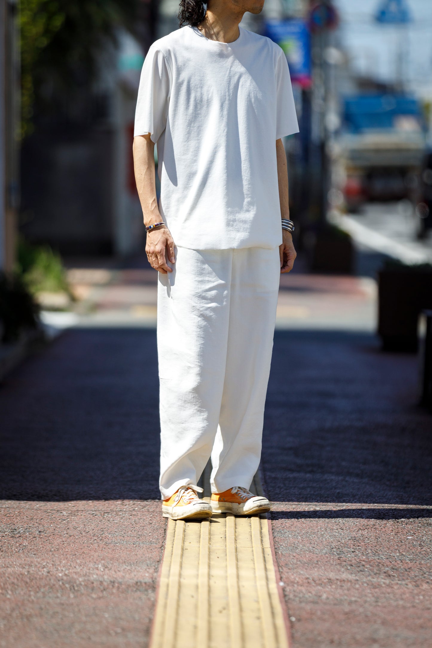 山内 / yc70-261-sili ビンテージシルクリネン・ワンカットイージーパンツ - off white