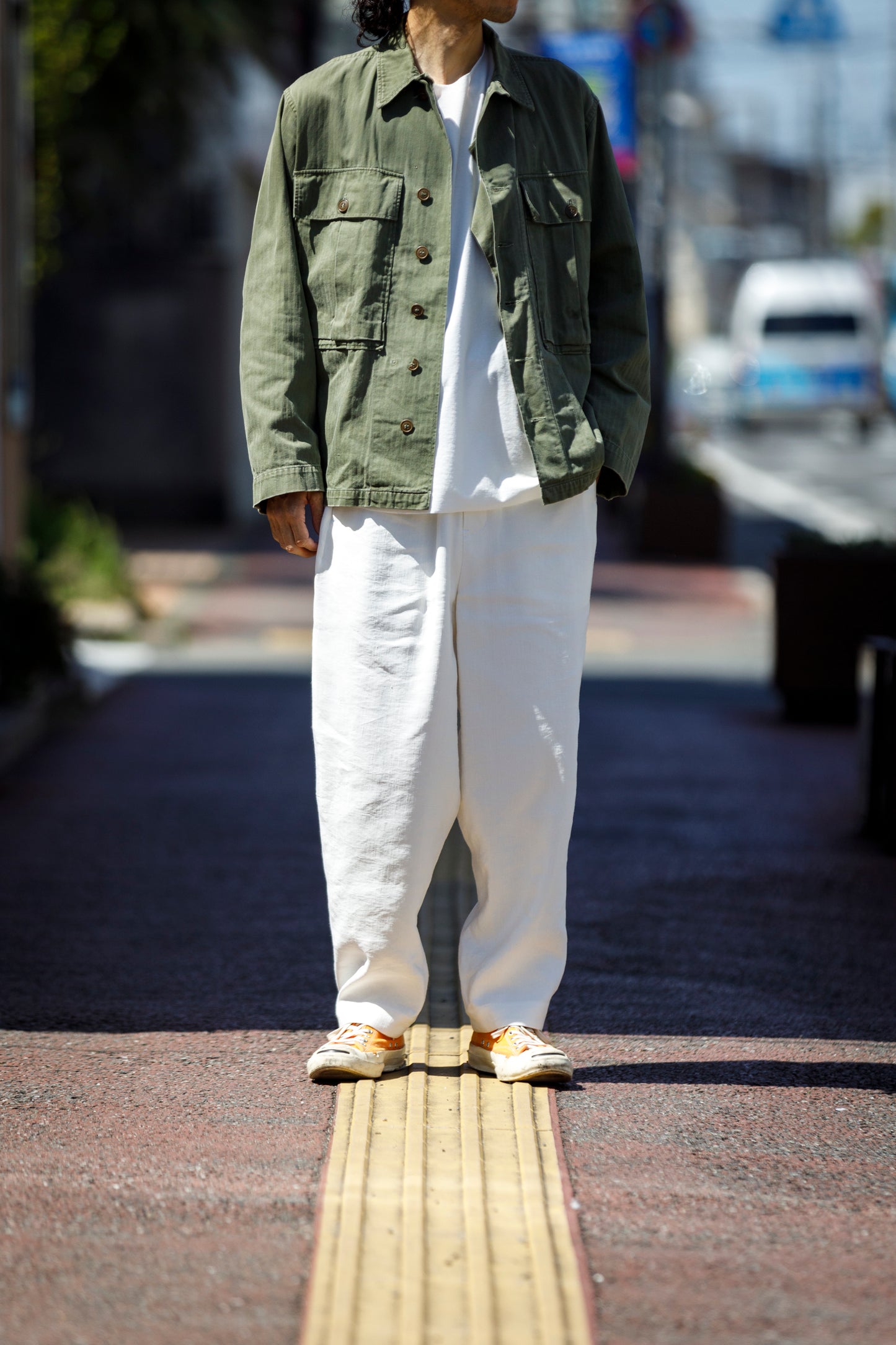 山内 / yc70-261-sili ビンテージシルクリネン・ワンカットイージーパンツ - off white