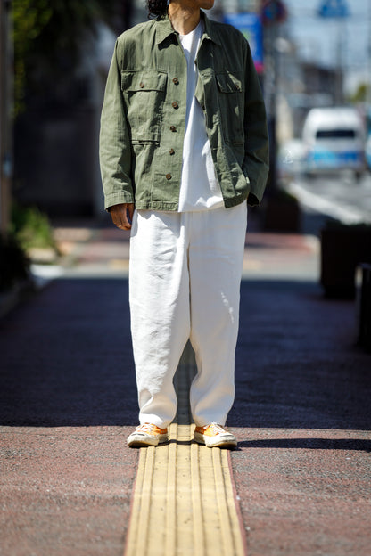 山内 / yc70-261-sili ビンテージシルクリネン・ワンカットイージーパンツ - off white