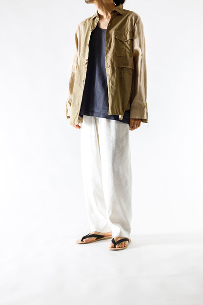 山内 / yc70-261-sili ビンテージシルクリネン・ワンカットイージーパンツ - off white