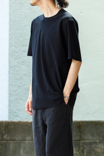 山内 yc55-261 / 強撚フリーカットポンチ・ショートスリーブTシャツ - Black